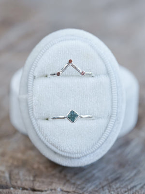 Nebula Sapphire and Garnet Ring Set - Gardens of the Sun | Ethical Jewelry