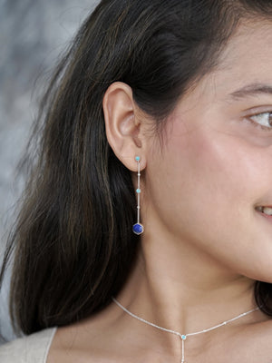 Night Constellation Nevada Turquoise and Lapis Lazuli Earrings - Gardens of the Sun | Ethical Jewelry