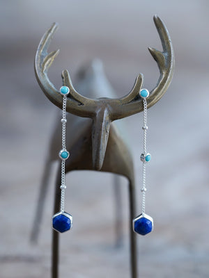 Night Constellation Nevada Turquoise and Lapis Lazuli Earrings - Gardens of the Sun | Ethical Jewelry