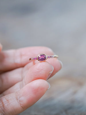 Ombre Pink Sapphire Ring in Rose Gold - Gardens of the Sun | Ethical Jewelry
