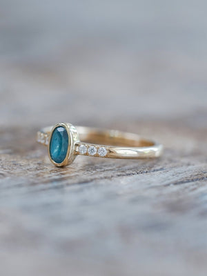 Oval Blue Diamond Ring in Ethical Gold - Gardens of the Sun | Ethical Jewelry