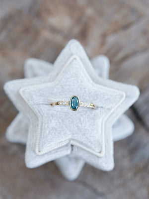 Oval Blue Diamond Ring in Ethical Gold - Gardens of the Sun | Ethical Jewelry