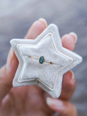 Oval Blue Diamond Ring in Ethical Gold - Gardens of the Sun | Ethical Jewelry