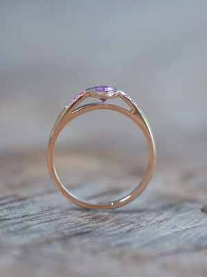 Oval Pink Sapphire Ring in Rose Gold - Gardens of the Sun | Ethical Jewelry