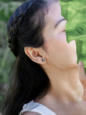 Oval Rustic Diamond Earrings in Ethical Gold - Gardens of the Sun | Ethical Jewelry