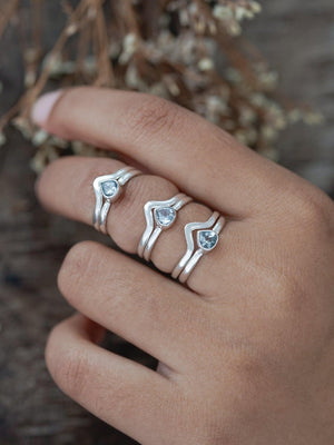 Pear Aquamarine Ring Set - Gardens of the Sun | Ethical Jewelry
