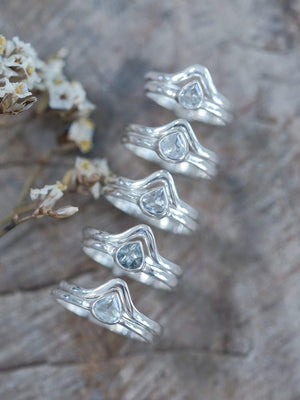 Pear Aquamarine Ring Set - Gardens of the Sun | Ethical Jewelry