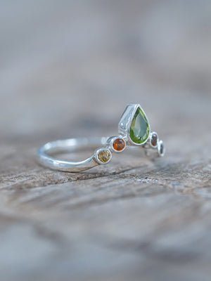 Peridot, Garnet and Citrine Crown Ring - Gardens of the Sun | Ethical Jewelry