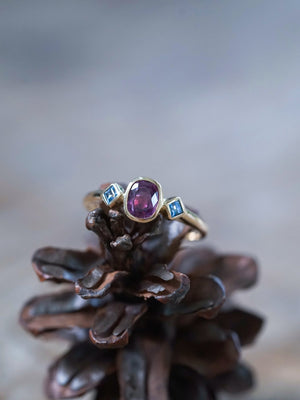 Pink and Blue Sapphire Ring in Ethical Gold - Gardens of the Sun | Ethical Jewelry