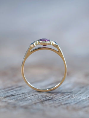 Pink and Blue Sapphire Ring in Ethical Gold - Gardens of the Sun | Ethical Jewelry