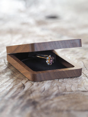 Pocket Ring Box in Walnut - Gardens of the Sun | Ethical Jewelry