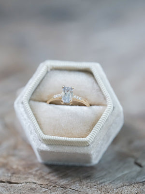 Rectangle Borneo Sapphire Ring in Ethical Gold - Gardens of the Sun | Ethical Jewelry