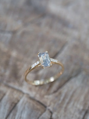 Rectangle Borneo Sapphire Ring in Ethical Gold - Gardens of the Sun | Ethical Jewelry