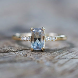 Rectangle Borneo Sapphire Ring in Ethical Gold - Gardens of the Sun | Ethical Jewelry