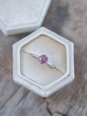 Rose Garnet Ring in White Gold - Gardens of the Sun | Ethical Jewelry
