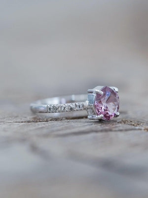 Rose Garnet Ring in White Gold - Gardens of the Sun | Ethical Jewelry