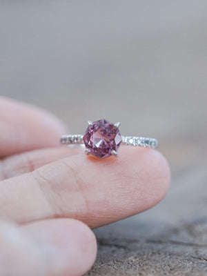 Rose Garnet Ring in White Gold - Gardens of the Sun | Ethical Jewelry