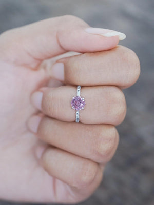 Rose Garnet Ring in White Gold - Gardens of the Sun | Ethical Jewelry
