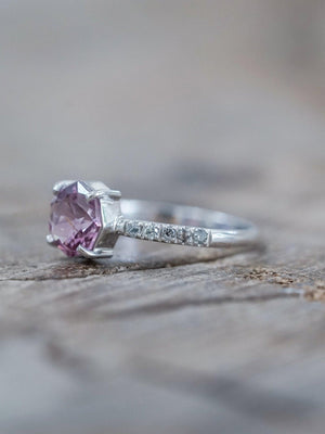 Rose Garnet Ring in White Gold - Gardens of the Sun | Ethical Jewelry