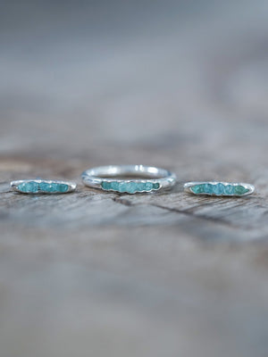 Rough Apatite Earrings with Hidden Gems - Gardens of the Sun | Ethical Jewelry