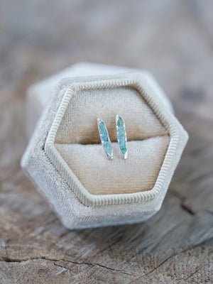 Rough Apatite Earrings with Hidden Gems - Gardens of the Sun | Ethical Jewelry
