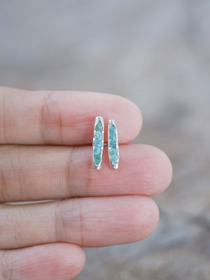 Rough Apatite Earrings with Hidden Gems - Gardens of the Sun | Ethical Jewelry
