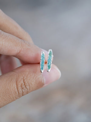 Rough Apatite Earrings with Hidden Gems - Gardens of the Sun | Ethical Jewelry