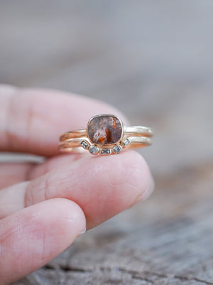 Rustic Rose Cut Diamond Ring Set in Ethical Gold - Gardens of the Sun | Ethical Jewelry