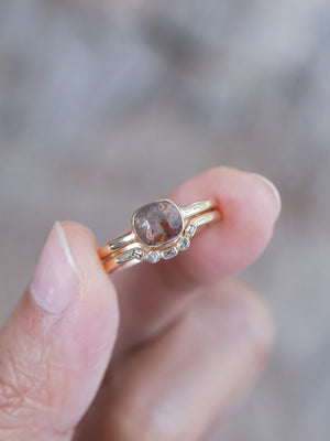 Rustic Rose Cut Diamond Ring Set in Ethical Gold - Gardens of the Sun | Ethical Jewelry