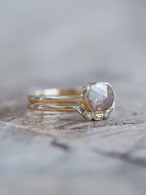 Rustic Rose Cut Diamond Ring Set in Ethical Gold - Gardens of the Sun | Ethical Jewelry