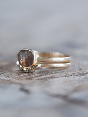 Rustic Rose Cut Diamond Ring Set in Ethical Gold - Gardens of the Sun | Ethical Jewelry