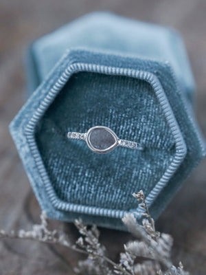 Salt and Pepper Diamond Slice Ring in White Gold - Gardens of the Sun | Ethical Jewelry