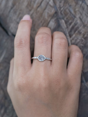 Salt and Pepper Diamond Slice Ring in White Gold - Gardens of the Sun | Ethical Jewelry