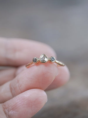 Salt and Pepper Diamond Tiara Ring in Ethical Gold - Gardens of the Sun | Ethical Jewelry