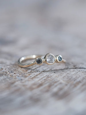 Salt and Pepper Diamond Tiara Ring in Ethical Gold - Gardens of the Sun | Ethical Jewelry
