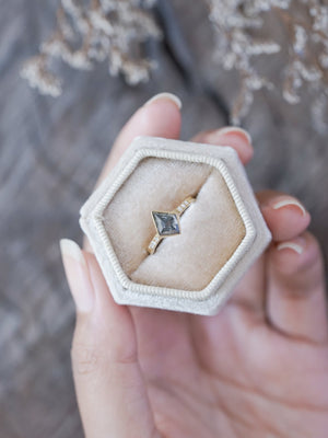 Salt and Pepper Kite Diamond Ring in Ethical Gold - Gardens of the Sun | Ethical Jewelry