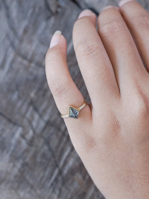 Salt and Pepper Kite Diamond Ring in Ethical Gold - Gardens of the Sun | Ethical Jewelry