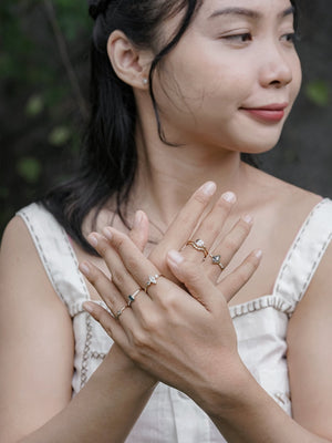 Salt and Pepper Kite Diamond Ring in Ethical Gold - Gardens of the Sun | Ethical Jewelry