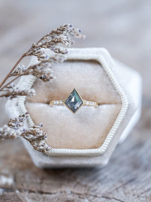Salt and Pepper Kite Diamond Ring in Ethical Gold - Gardens of the Sun | Ethical Jewelry