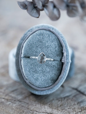 Salt and Pepper Pear Diamond Ring in Ethical White Gold - Gardens of the Sun | Ethical Jewelry