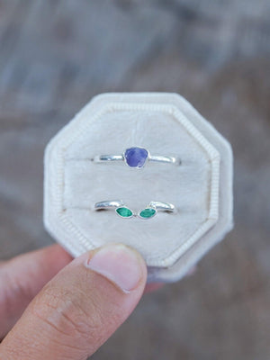 Sapphire and Emerald Flower Ring Set - Gardens of the Sun | Ethical Jewelry