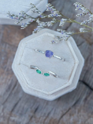 Sapphire and Emerald Flower Ring Set - Gardens of the Sun | Ethical Jewelry