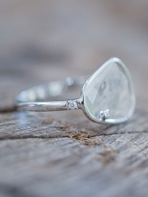 Satellite Diamond Slice Ring in White Gold - Gardens of the Sun | Ethical Jewelry