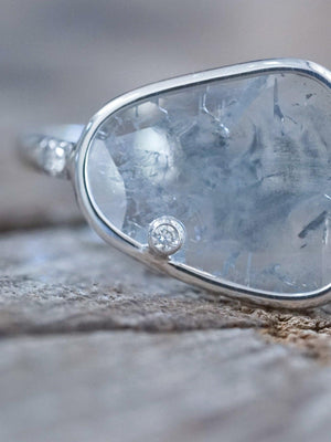Satellite Diamond Slice Ring in White Gold - Gardens of the Sun | Ethical Jewelry