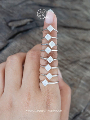 Square Rainbow Moonstone Ring - Gardens of the Sun | Ethical Jewelry