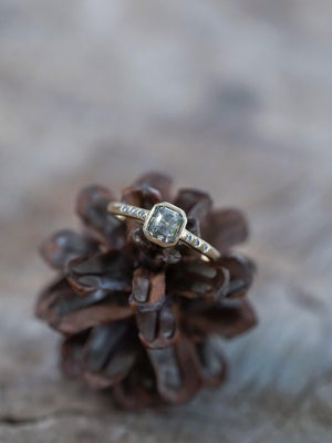 Square Salt and Pepper Diamond Ring in Eco Gold - Gardens of the Sun | Ethical Jewelry