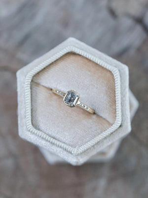 Square Salt and Pepper Diamond Ring in Eco Gold - Gardens of the Sun | Ethical Jewelry