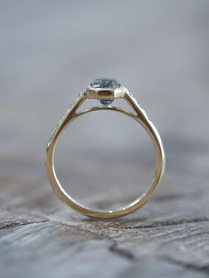 Square Salt and Pepper Diamond Ring in Eco Gold - Gardens of the Sun | Ethical Jewelry