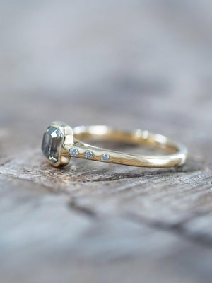 Square Salt and Pepper Diamond Ring in Eco Gold - Gardens of the Sun | Ethical Jewelry