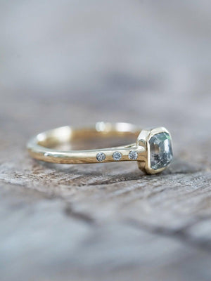 Square Salt and Pepper Diamond Ring in Eco Gold - Gardens of the Sun | Ethical Jewelry